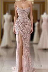 Elegant Strapless Mermaid Sequins Formal Prom Dresses Birthday Outfits