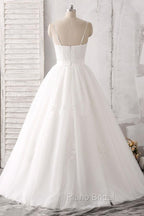 Elegant Thin Shoulder Straps Sweet Floor Mopping White Satin And Floor Length Wedding Dresses