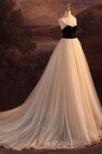 Elegant Tulle Long A-Line Formal Prom Dresses, Beautiful Formal Party Dresses