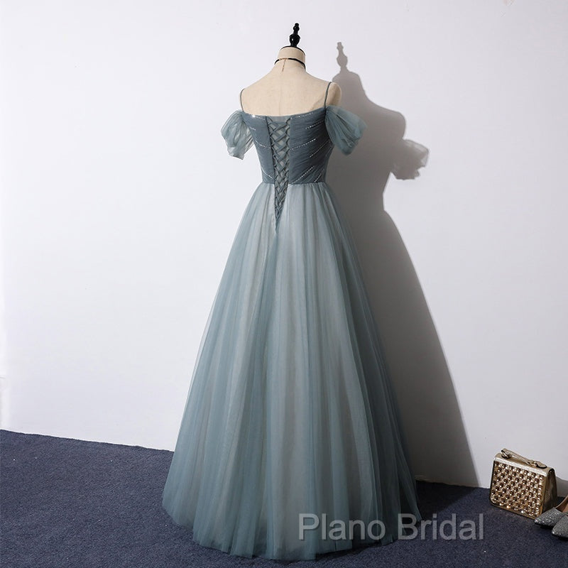 Elegant Tulle Long A Line Formal Prom Dresses, Formal Dresses