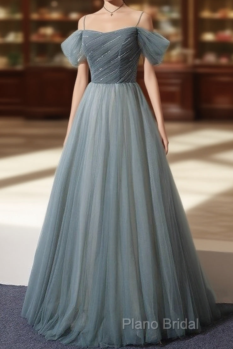 Elegant Tulle Long A Line Formal Prom Dresses, Formal Dresses Main image