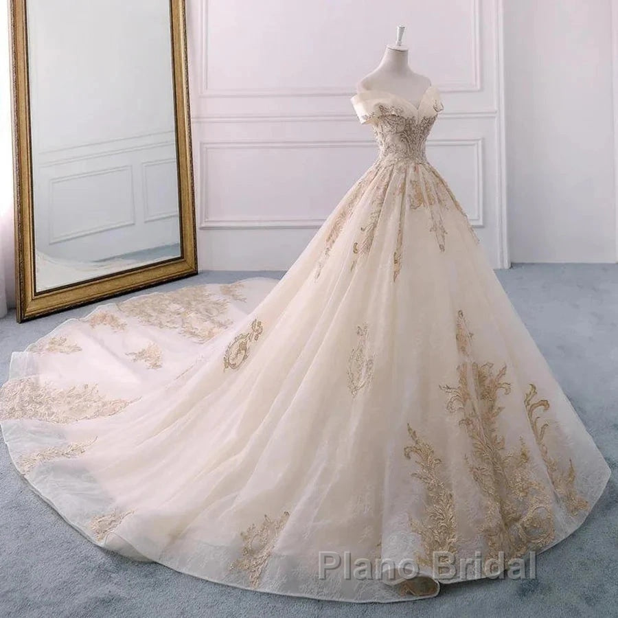 Embroidered Off-The-Shoulder Wedding Dresses Secondary image