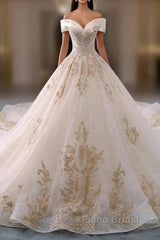 Embroidered Off-The-Shoulder Wedding Dresses