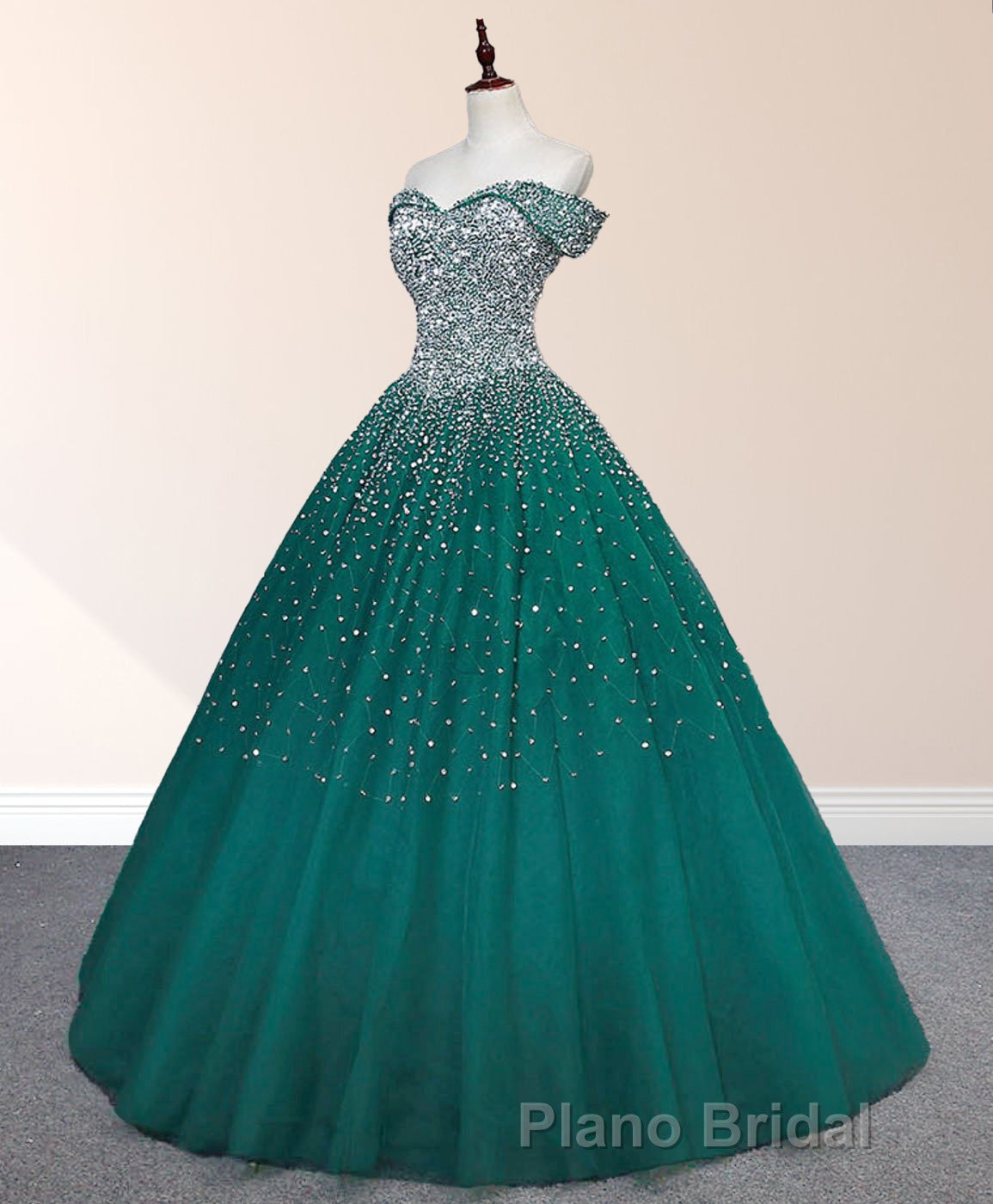 Emerald Green Sequin Formal Prom Dresses Beaded Quinceanera Dresses Secondary image
