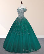 Emerald Green Sequin Formal Prom Dresses Beaded Quinceanera Dresses