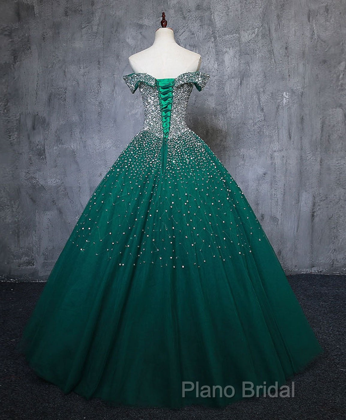 Emerald Green Sequin Formal Prom Dresses Beaded Quinceanera Dresses, Sweet 16 Dresses