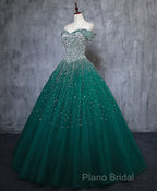 Emerald Green Sequin Formal Prom Dresses Beaded Quinceanera Dresses, Sweet 16 Dresses