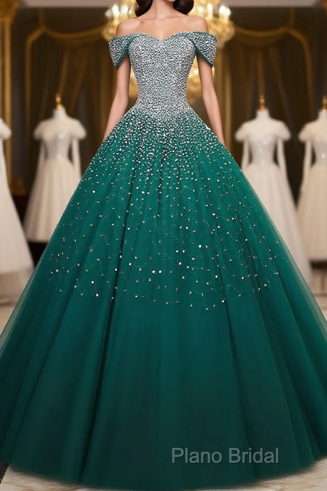 Emerald Green Sequin Formal Prom Dresses Beaded Quinceanera Dresses, Sweet 16 Dresses Main image