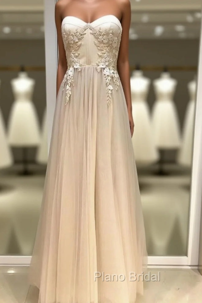 Empire Sleeveless Sweetheart Floor-Length With Applique Tulle Dresses Main image