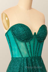 Green Corset A-line Tea Length Dresses