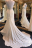 Exquisite Jewel Sleeveless Wedding Dress Sheath Tulle Lace Open Back Bridal Gown