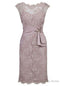 sheath bateau half sleeves grey lace mother of the bride dress