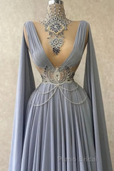 Fabulous High Neck Sleeveless Long 100D-chiffen Formal Prom Dresses With beads