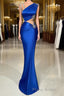 Fabulous Long Satin Column Mermaid Evening Formal Prom Dresses With Beading