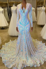 Fabulous Long Sleeves Formal Prom Dress Mermaid Sequins On Sale