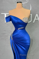 Fabulous Long Sweetheart Split Mermaid Evening Formal Prom Dresses With Beading