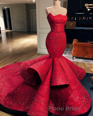 Fabulous Mermaid Strapless Sleeveless Long Formal Prom Dresses