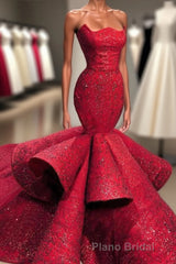 Fabulous Mermaid Strapless Sleeveless Long Formal Prom Dresses