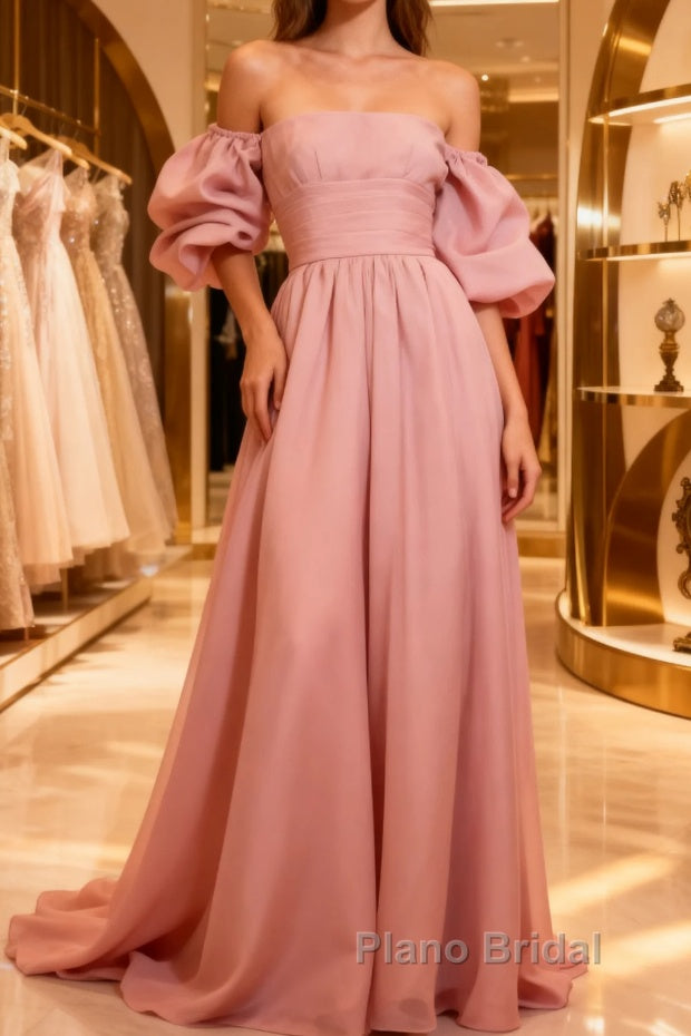 Fairy A Line Pink Long Formal Prom Dresses Evening Dresses Main image