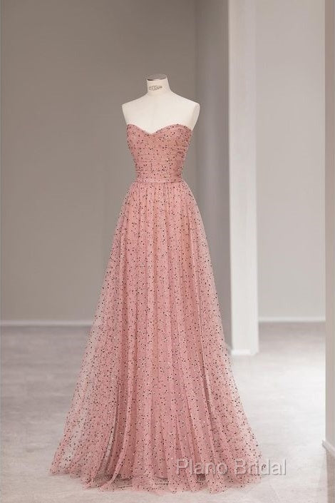 Fairy A Line Sweetheart Pink Long Tulle Formal Prom Dresses 22Th Birthday Outfit