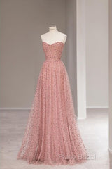 Fairy A Line Sweetheart Pink Long Tulle Formal Prom Dresses 22Th Birthday Outfit