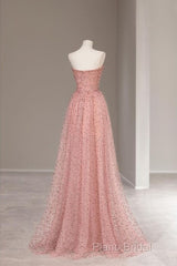 Fairy A Line Sweetheart Pink Long Tulle Formal Prom Dresses 22Th Birthday Outfit