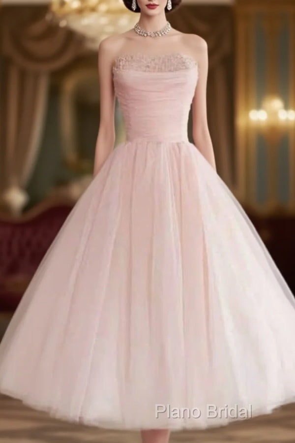 Fairy Ball Gown Strapless Pink Knee Length Formal Prom Dresses Formal Dresses Main image