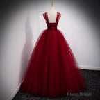 Fairytale Tulle Burgundy Sweet 16th Dress Ball Gown for Prom,Princess Formal Dresses