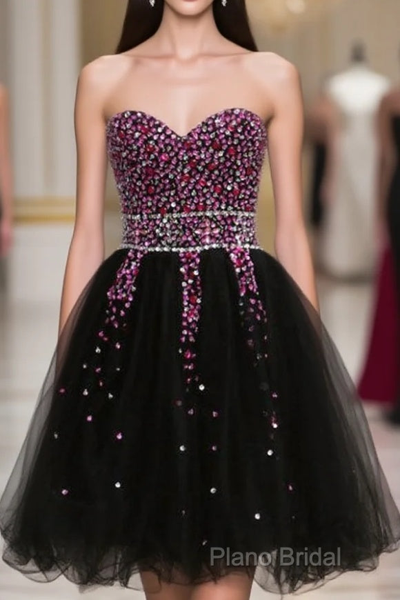 Fancy Sweetheart Lace-Up Short Homecoming Dresses With Beading