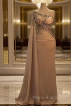 Fashion Evening Dresses For Women One Shoulder Sleeveless Gown Appliques Formal Prom Party Dresses