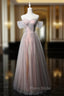 Fashion Pink Tulle Sequins Off the Shoulder Formal Prom Dresses