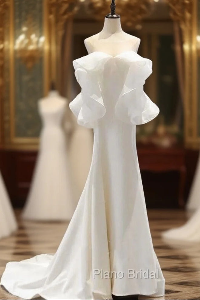Fashion White Satin Off the Shoulder Wedding Dresses