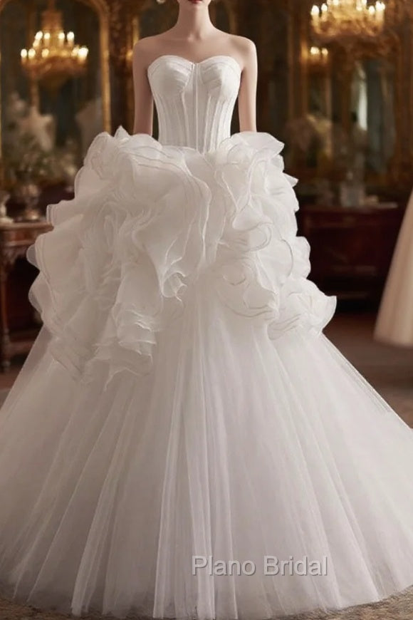 Fashion White Tulle Sweetheart Wedding Dresses Main image