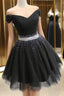 Fashionable Black Short Beaded Party Dresses, Black Formal Prom Dresses