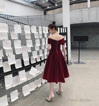 Burgundy velvet short prom dress homecoming dress