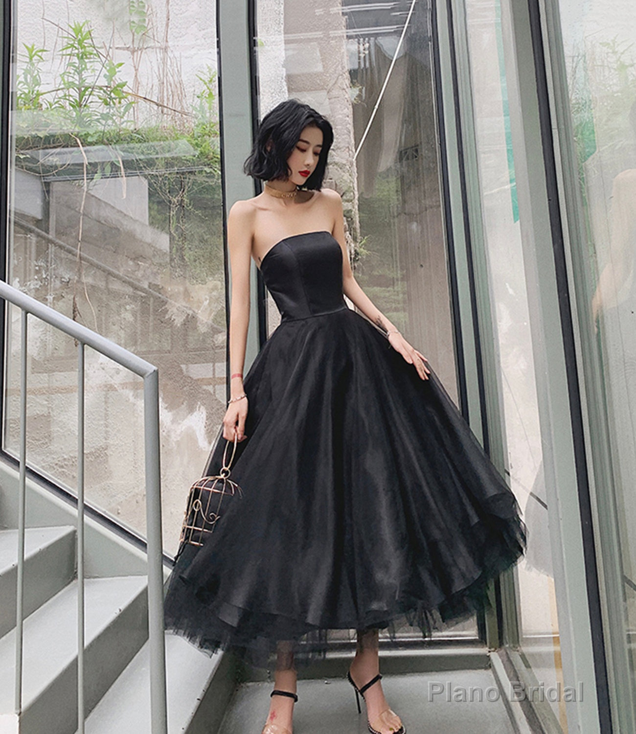 Black tulle short prom dress cute homecoming dress Main image