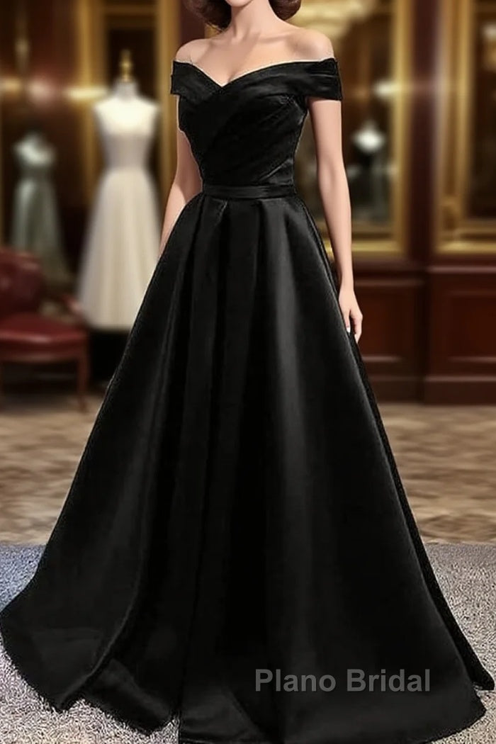 Off Shoulder A Line balck Formal Prom Dresses Formal Dresses Main image
