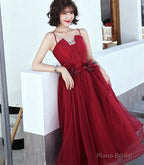 Burgundy tulle short prom dress cocktail dress
