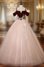 Find Your Dresses For Formal Prom! Burgundy Velvet Pink Tulle Spagehtti Straps Appliques Quinceanera Dresses