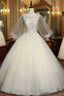 Find Your Dresses For Formal Prom! Champagne Ball Gown Tulle Long Sleeve Appliques Quinceanera Dresses