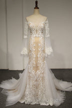 Flare Sleeve Sexy Mermaid Wedding Dresses