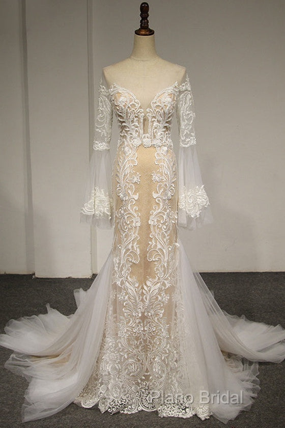 Flare Sleeve Sexy Mermaid Wedding Dresses