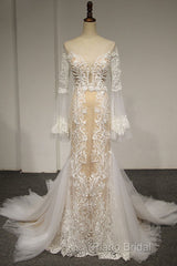 Flare Sleeve Sexy Mermaid Wedding Dresses