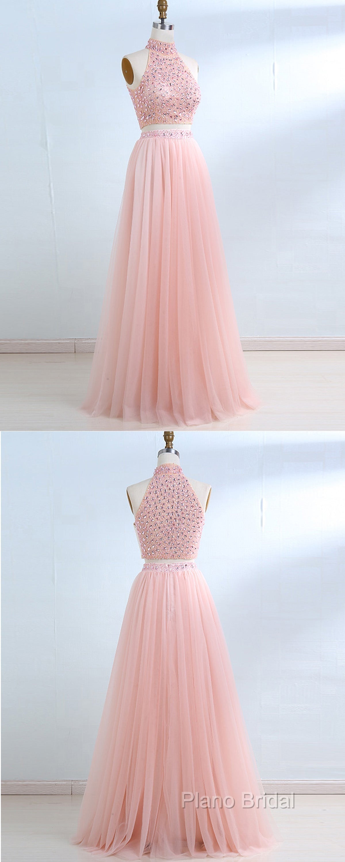Floor-Length Tulle Sleeveless Formal Prom Dresses