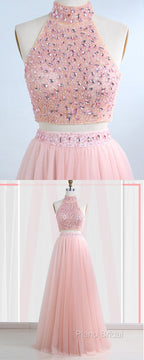 Floor-Length Tulle Sleeveless Formal Prom Dresses