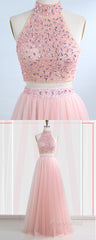Floor-Length Tulle Sleeveless Formal Prom Dresses
