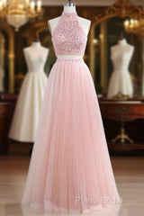 Floor-Length Tulle Sleeveless Formal Prom Dresses