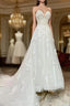 Floral Applique Sweetheart Long Wedding Dresses With Sweeping Train