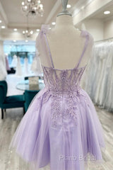 Floral Sweetheart A-Line Lavender Homecoming Dresses