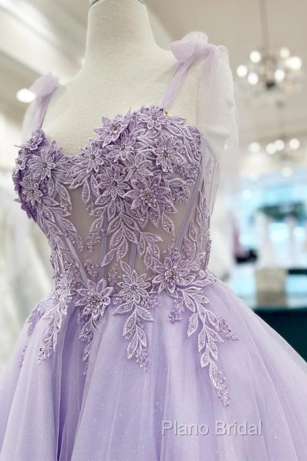 Floral Sweetheart A-Line Lavender Homecoming Dresses